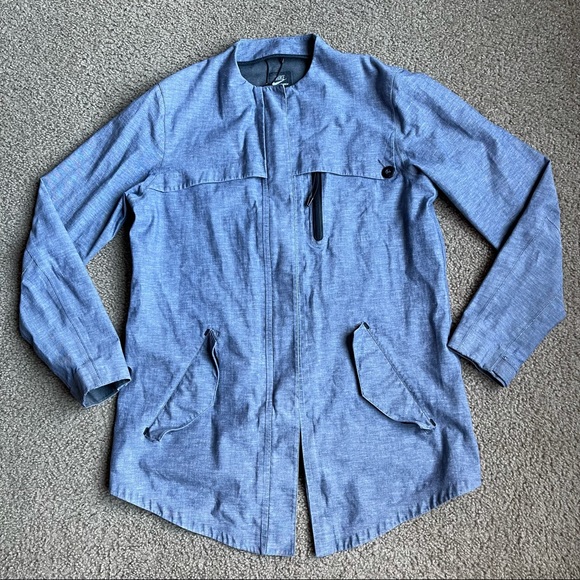 Nike Women’s NSW 3L Chambray Jacket Sz L In Midnight Navy/Reflective Silver - Picture 5 of 13